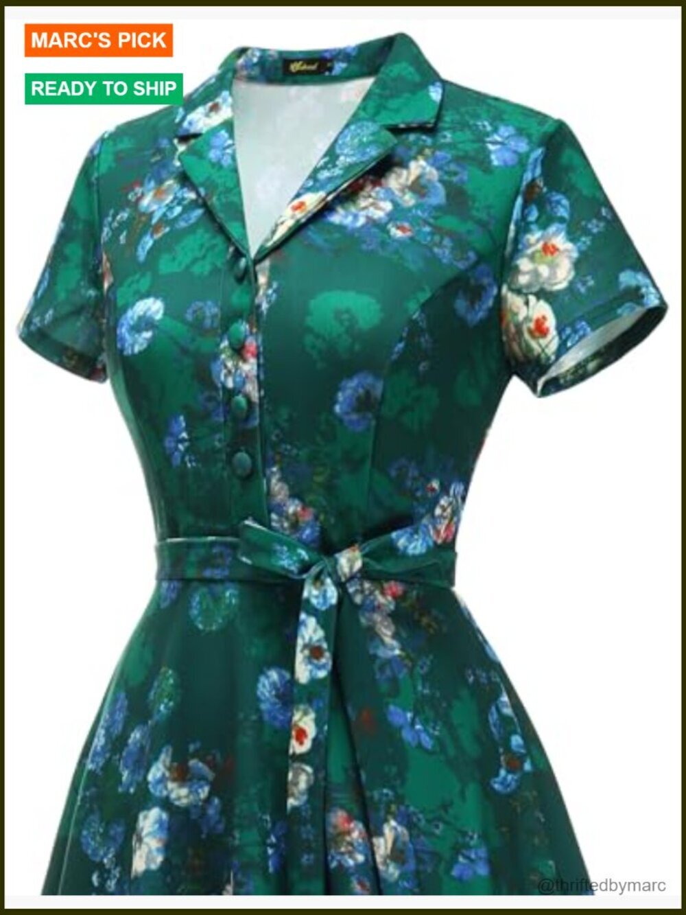Vintage Tea Dress with Short Sleeves Cocktail Party Work Church Classic Swing - Picture 5 of 7
